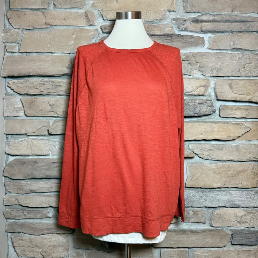 Banana Republic Cozy Slub Long Sleeve Crew Neck Pullover Shirt‎ Top XXL Orange